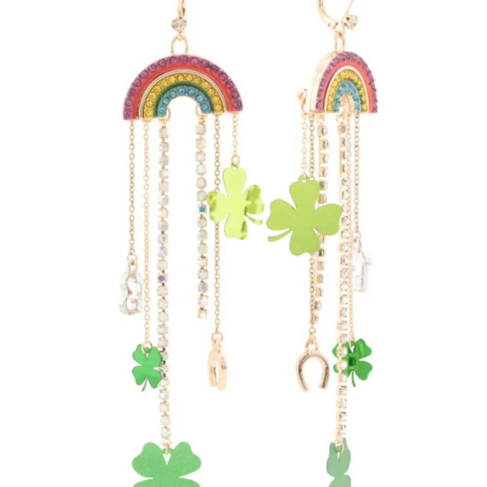 BETSEY JOHNSON Lucky Rainbow Waterfall Earrings NWT